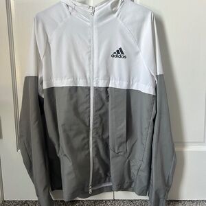 Adidas Jacket Men's White/Grey hooded Windbreaker